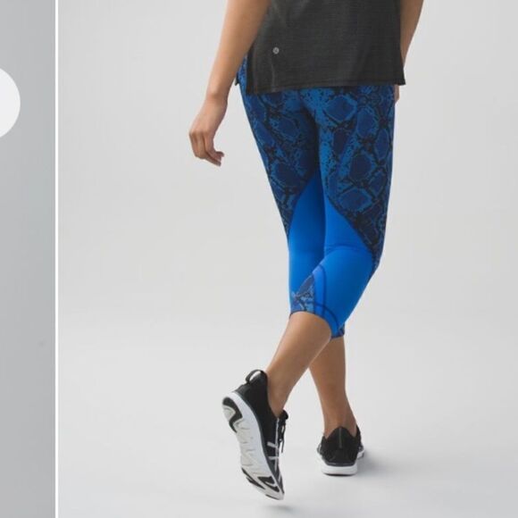 Lululemon Inspire Crop II Mesh Mini Ziggy Snake Sapphire Blue Pipe Leggings 4 - Picture 13 of 13
